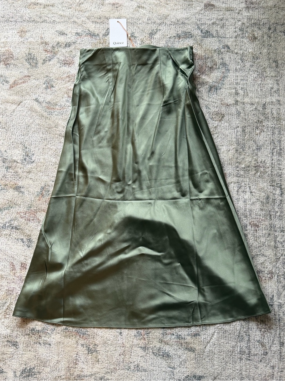 Quince Silk Midi Skirt - Moss Green XS